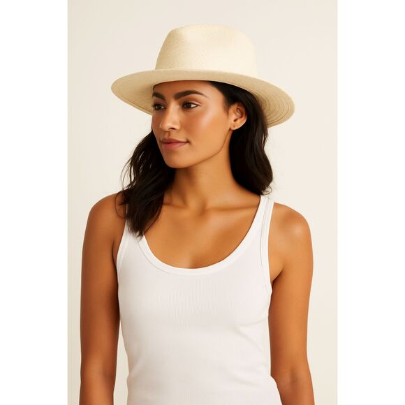 Madewell Natural Straw Fedora Hat M/L Summer Beach Travel Sun Hat - Picture 1 of 5